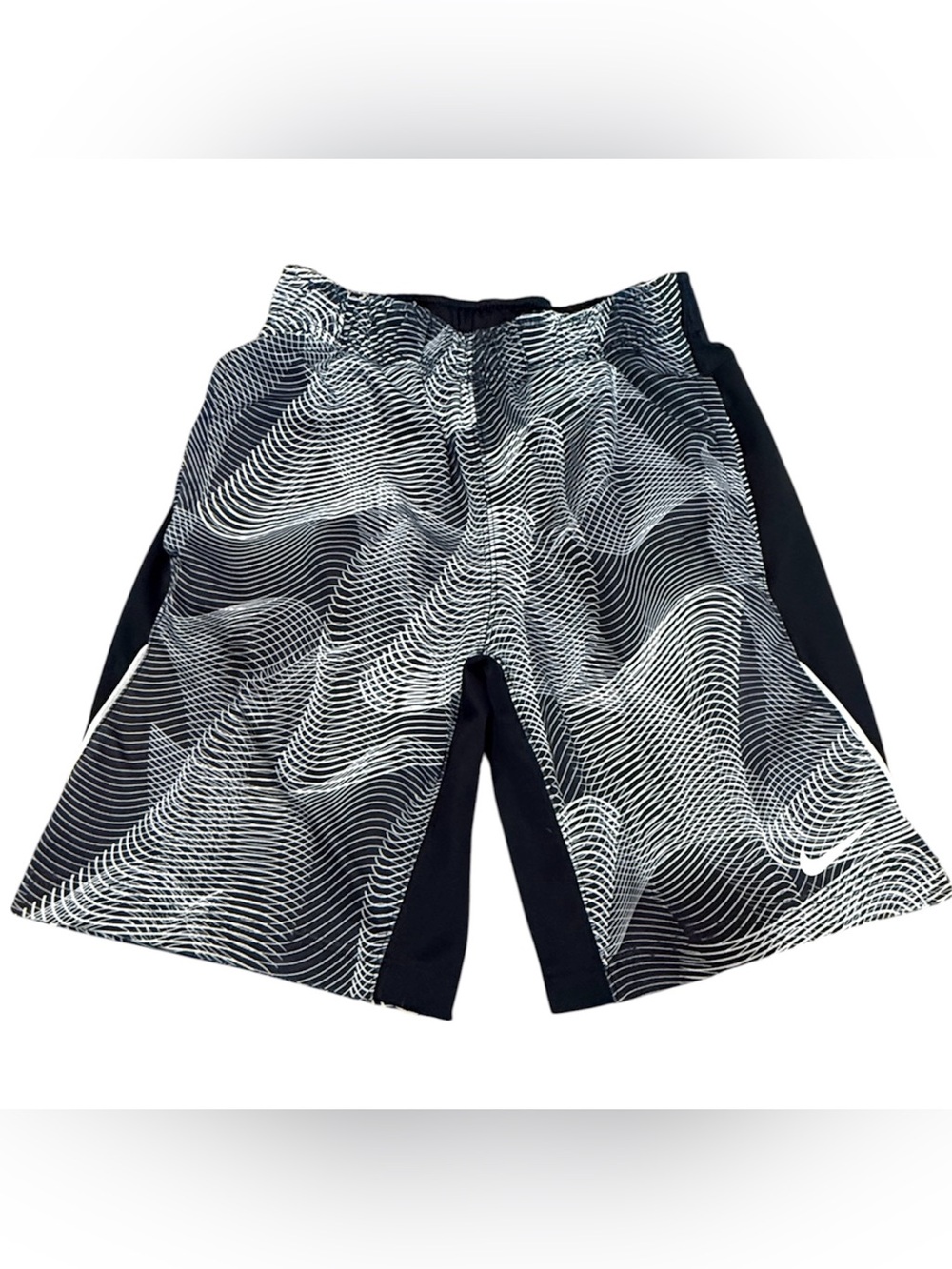 Nike Boys Dri-FIT Athletic Shorts Black White Abstract Print Size S